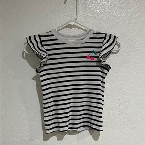 Cat & Jack Black and White Striped Tee with Cherry Accent